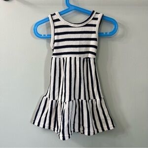 Vince Camuto Black & White Stripe Cotton Sleeveless Knit Dress Diaper Cover 24M